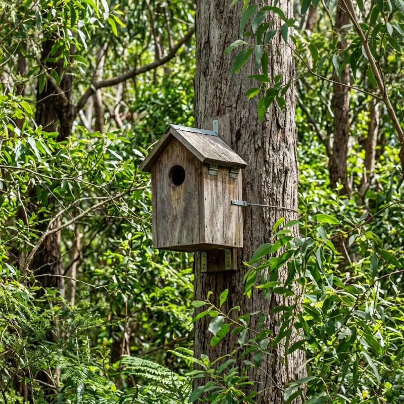 Animal nesting box installed as a humane alternative to a Glengala roof cavity